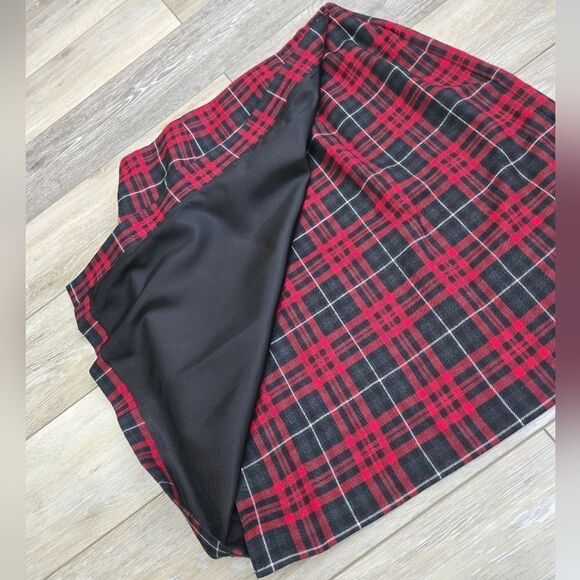 Charter Club wool plaid skirt high waisted red gray black white   med 8 to 10 - Picture 7 of 9